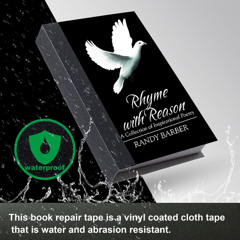 TSSART Book Repair Tape - Self Adhesive Matte Book Binding Tape for Reinforcing Protecting, and Covering Mending Books Old Books - 2 Inch Wide x 50 FT Long, Black - Image 5